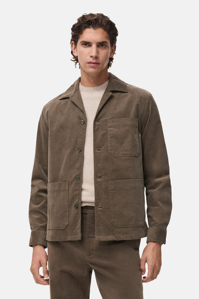 Grijs overhemd met lange mouwen van MANGO, met borstzakken en een subtiele corduroy textuur.