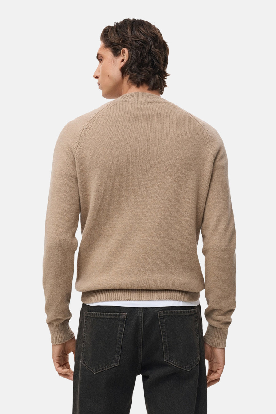 Pull à col rond - Beige - MANGO