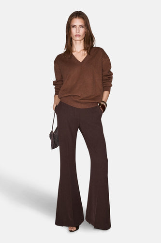 Trui met V-hals bruin - MANGO