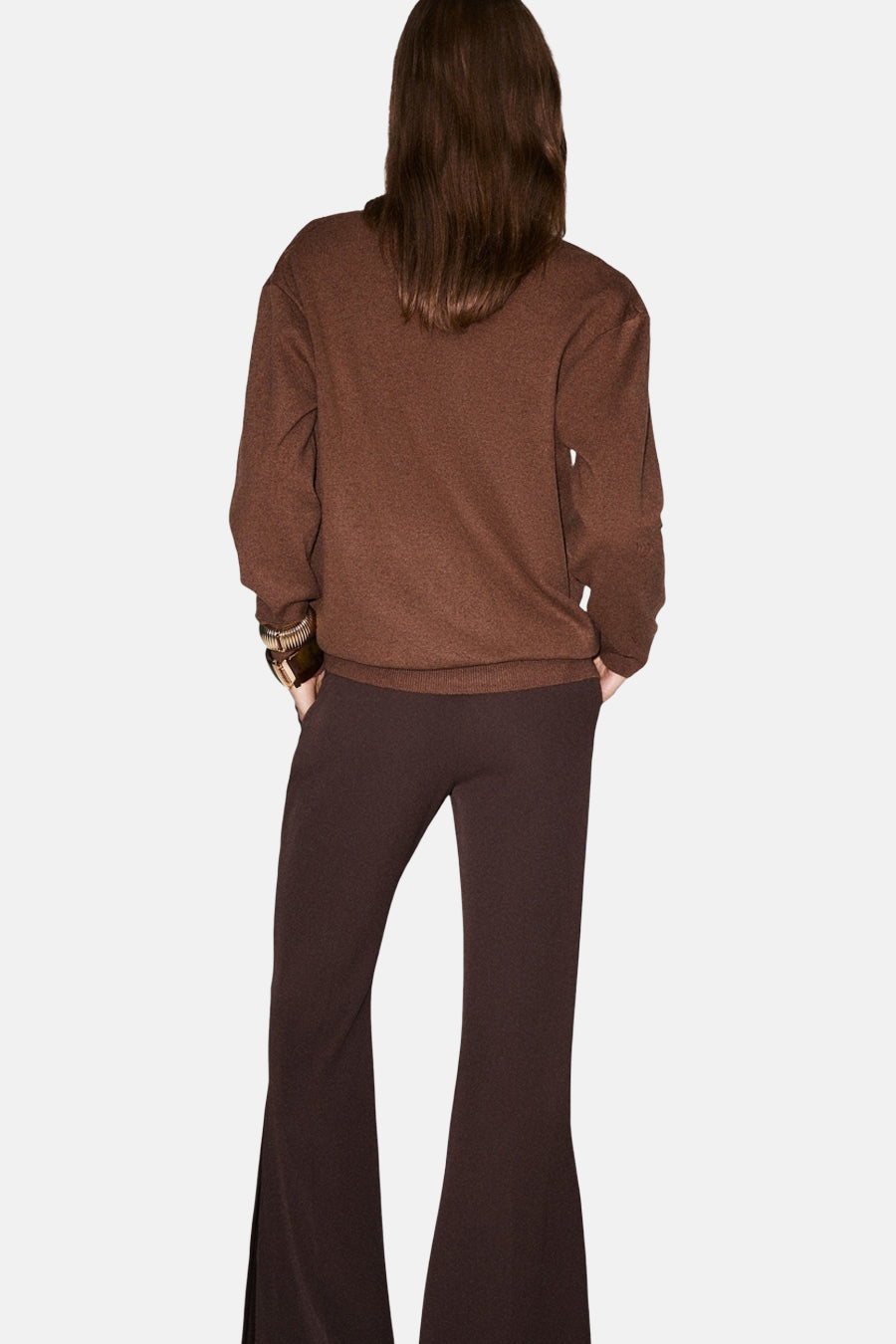 Trui met V-hals bruin - MANGO