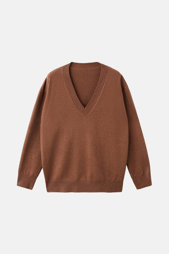 Trui met V-hals bruin - MANGO