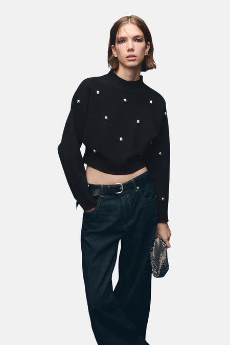 Trui met ronde hals zwart - MANGO