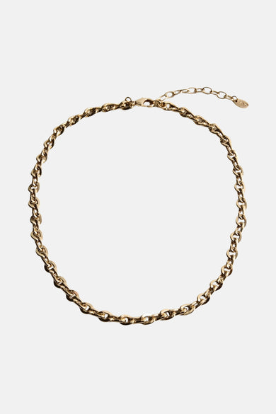 Collier court en or de MANGO, avec une fine chaîne et un allonge.