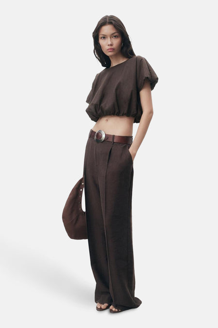 Blouse à manches courtes - brun