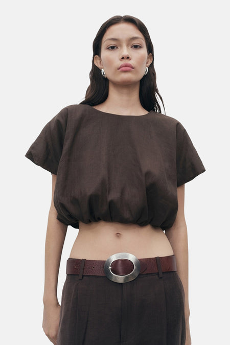 Blouse à manches courtes - brun