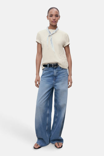 T-shirt met korte mouwen - beige - MANGO - 5