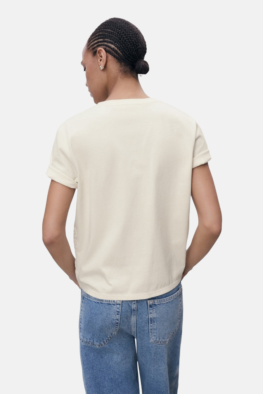 T-shirt met korte mouwen - beige - MANGO - 3