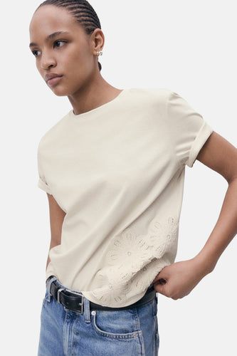T-shirt met korte mouwen - beige - MANGO - 5