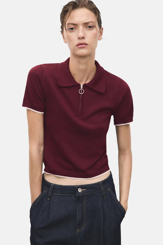 Pull met ronde hals - bordeaux