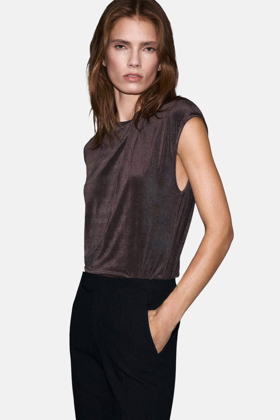 Blouse (korte mouwen) bruin - MANGO