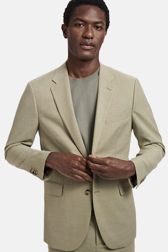 Blazer vert de MANGO, met knoopsluiting en opgestikte zakken.