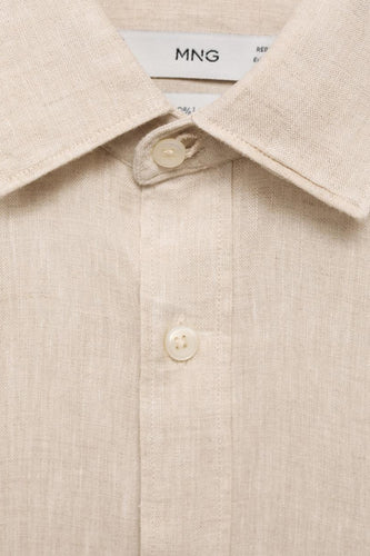 Hemd met lange mouwen - beige - MANGO