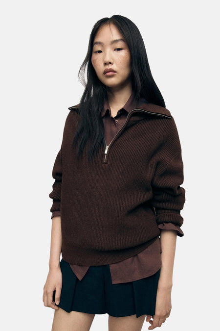 Pull col roulé Brun - MANGO