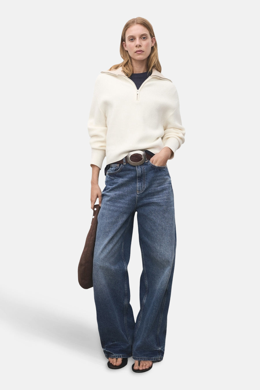 Pull à col roulé - Blanc - MANGO