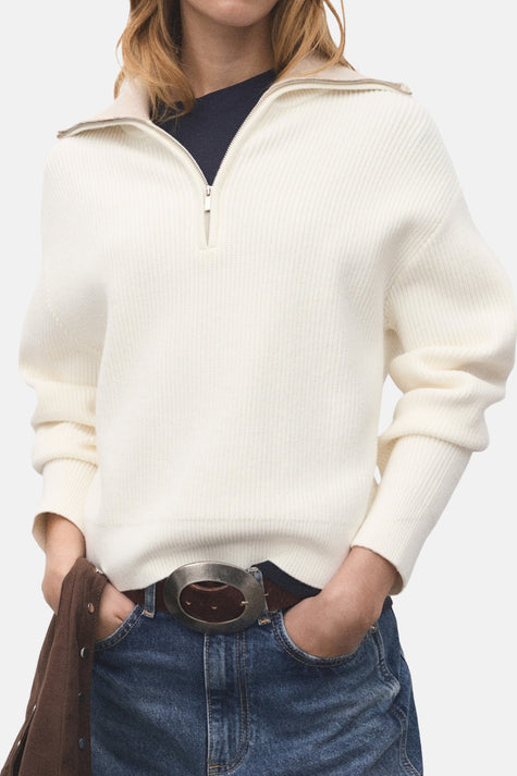 Pull col roulé Écru - MANGO