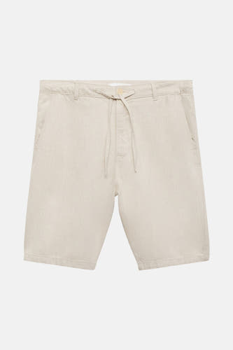 Ecru jeansshort van MANGO met trekkoord en zakken.