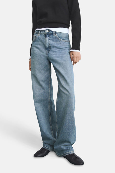 Jeans straight Mid blue denim - MANGO