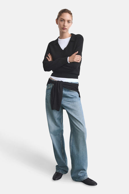 Jeans straight Mid blue denim - MANGO