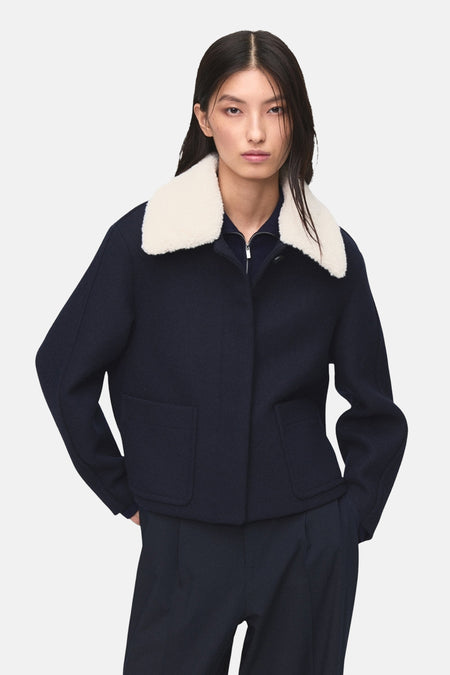 Korte jas blauw - MANGO