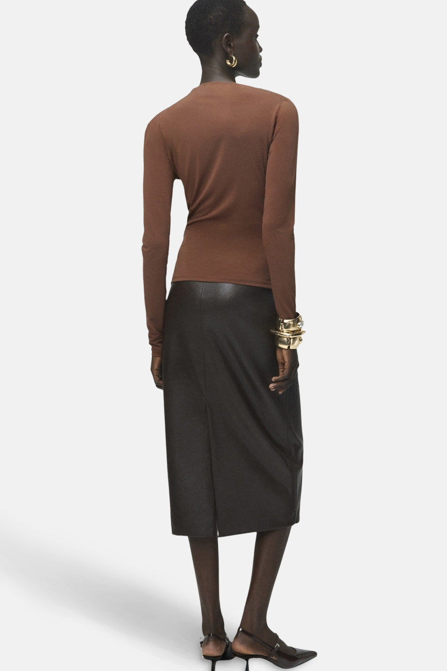 T-shirt met lange mouwen - bruin - MANGO