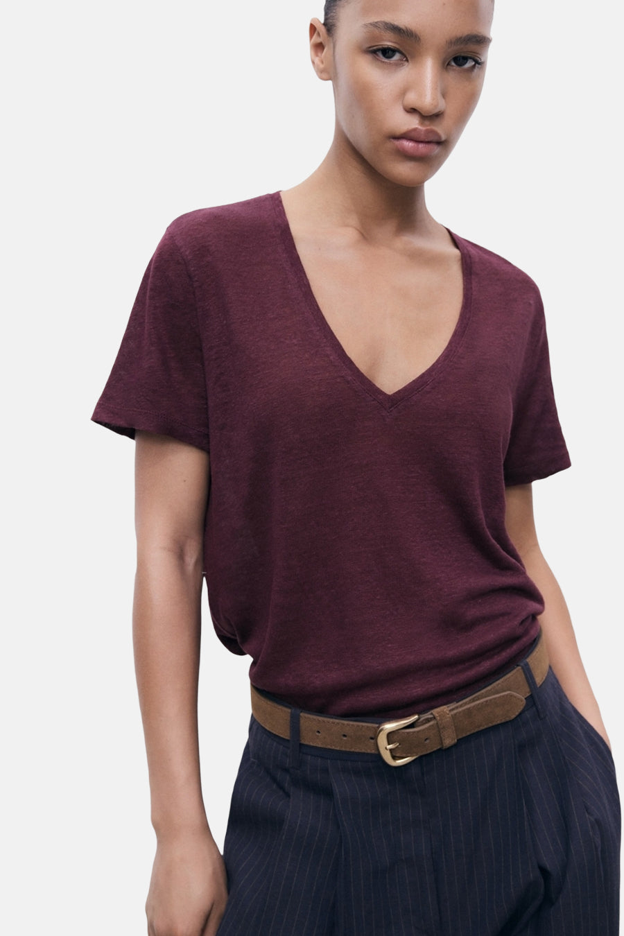 T-shirt met korte mouwen - bordeaux - MANGO - 1