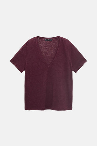 T-shirt met korte mouwen - bordeaux - MANGO - 5