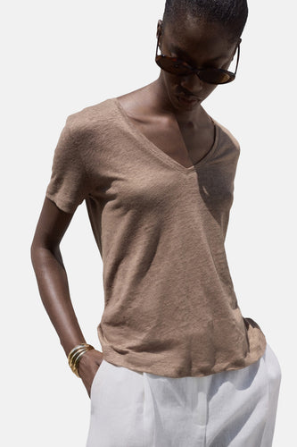 T-shirt à manches courtes - brun - MANGO