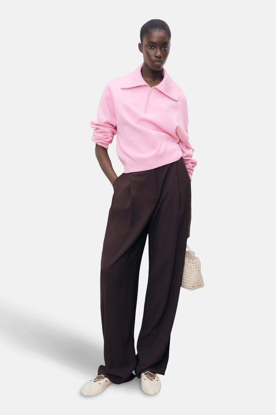 Pull à col roulé - rose - MANGO