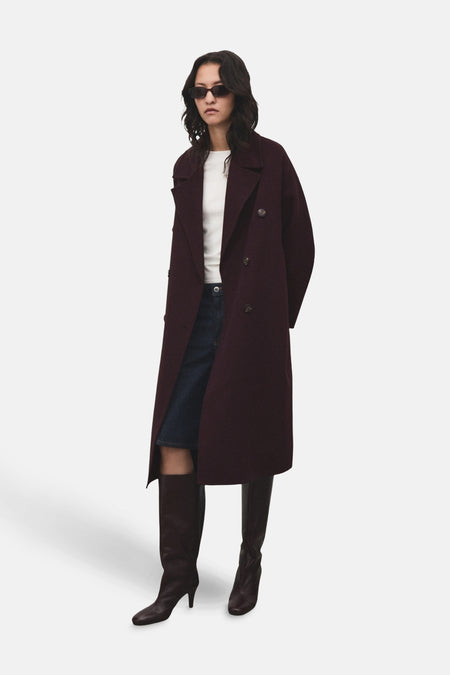 Lange jas bordeaux - MANGO