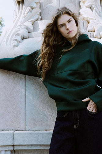 Sweater met kap groen - MANGO