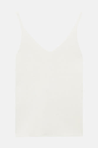 Witte singlet van MANGO, met dunne bandjes en een V-hals.