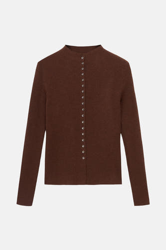 Gilet brun de MANGO, avec des manches longues et une fermeture à boutons.