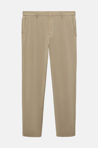 Beige broek van MANGO, met steekzakken en een rechte pasvorm.