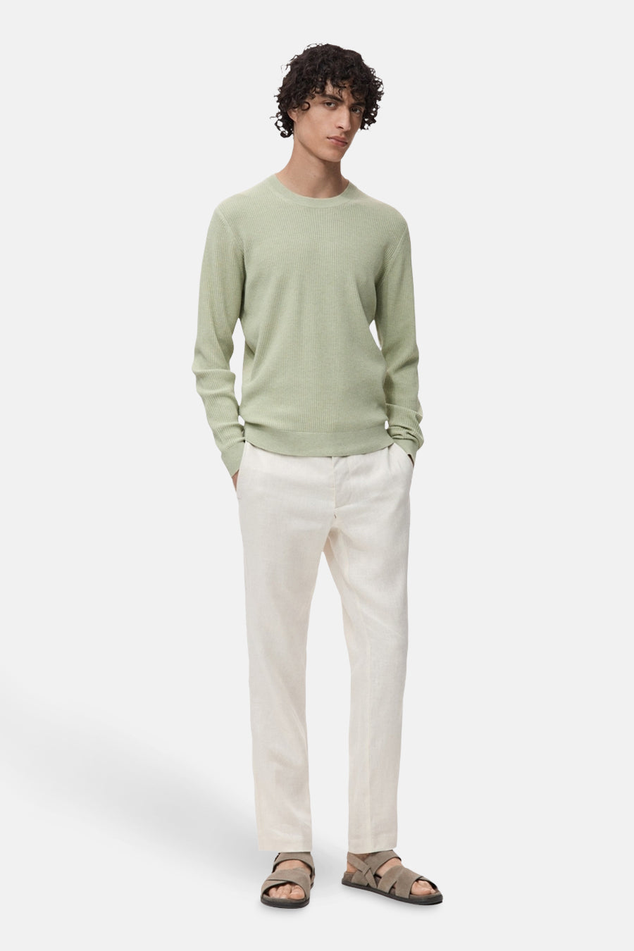 Pull à col rond - vert - MANGO