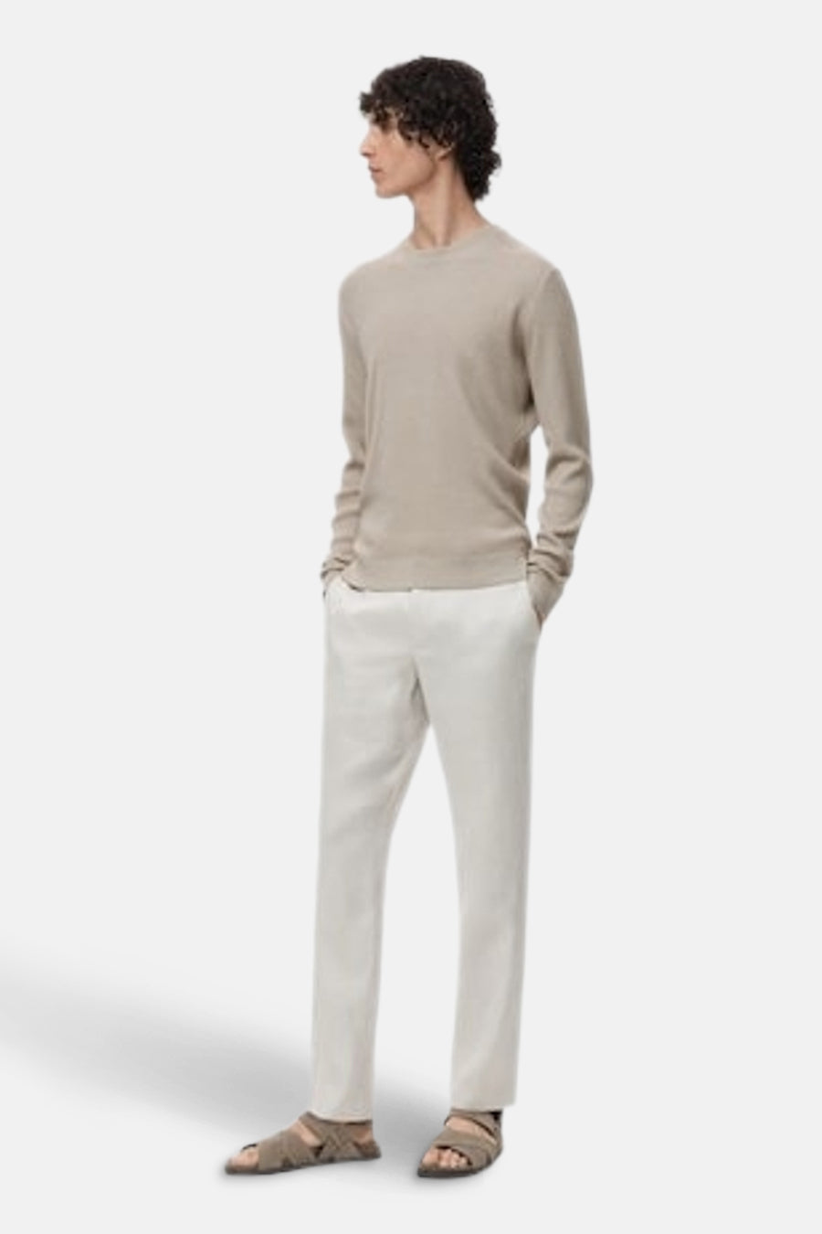 Pull met ronde hals - beige - MANGO