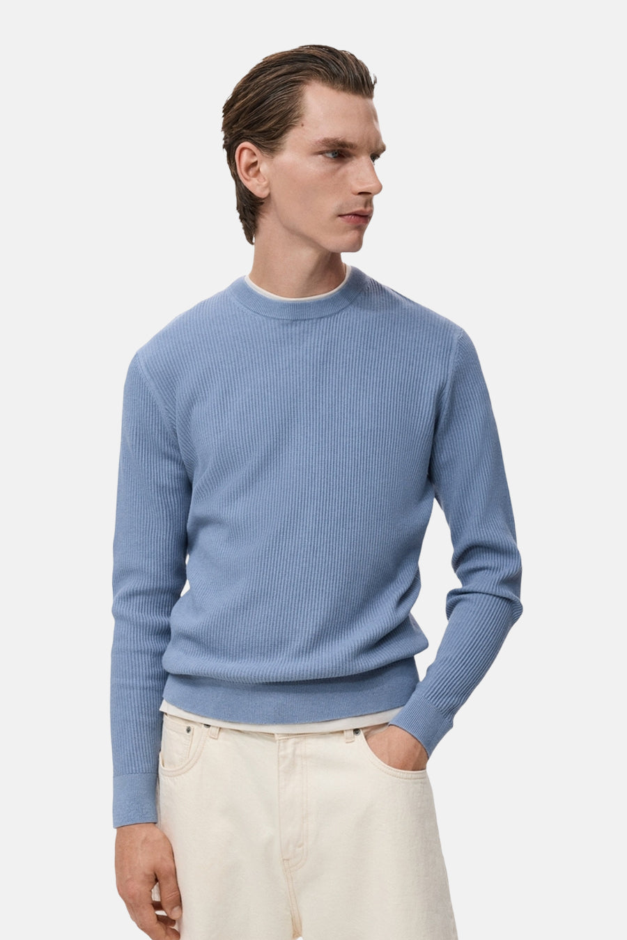 Pull met ronde hals - blauw - MANGO