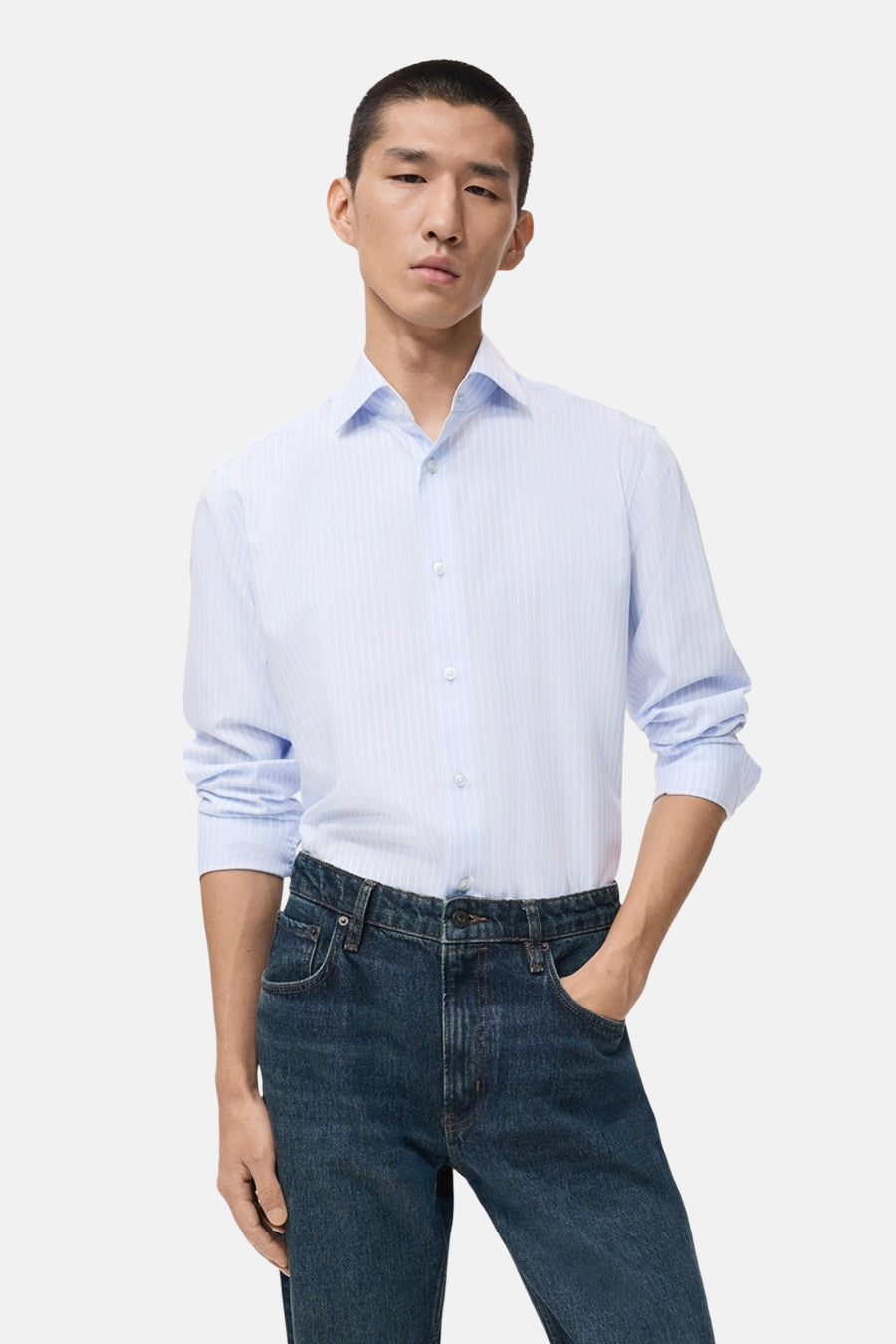 Hemd met lange mouwen - Blauw - MANGO