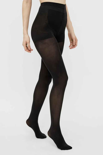 Zwarte panty's van PIECES®, effen van kleur en met een gladde textuur.