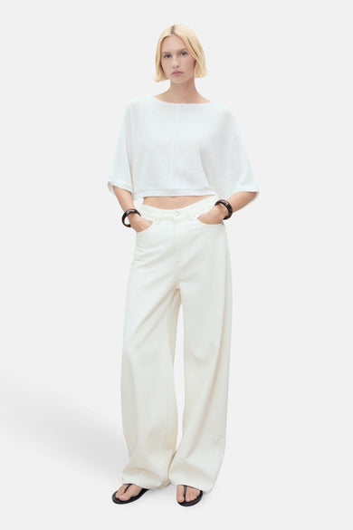 Pull à col rond - blanc