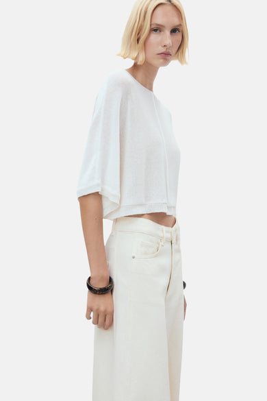 Pull à col rond - blanc