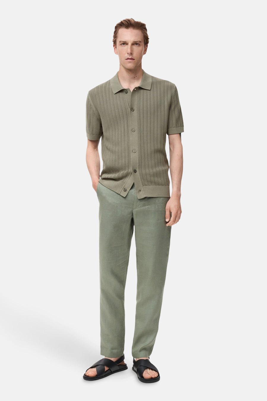 Hemd met korte mouwen - Kaki - MANGO