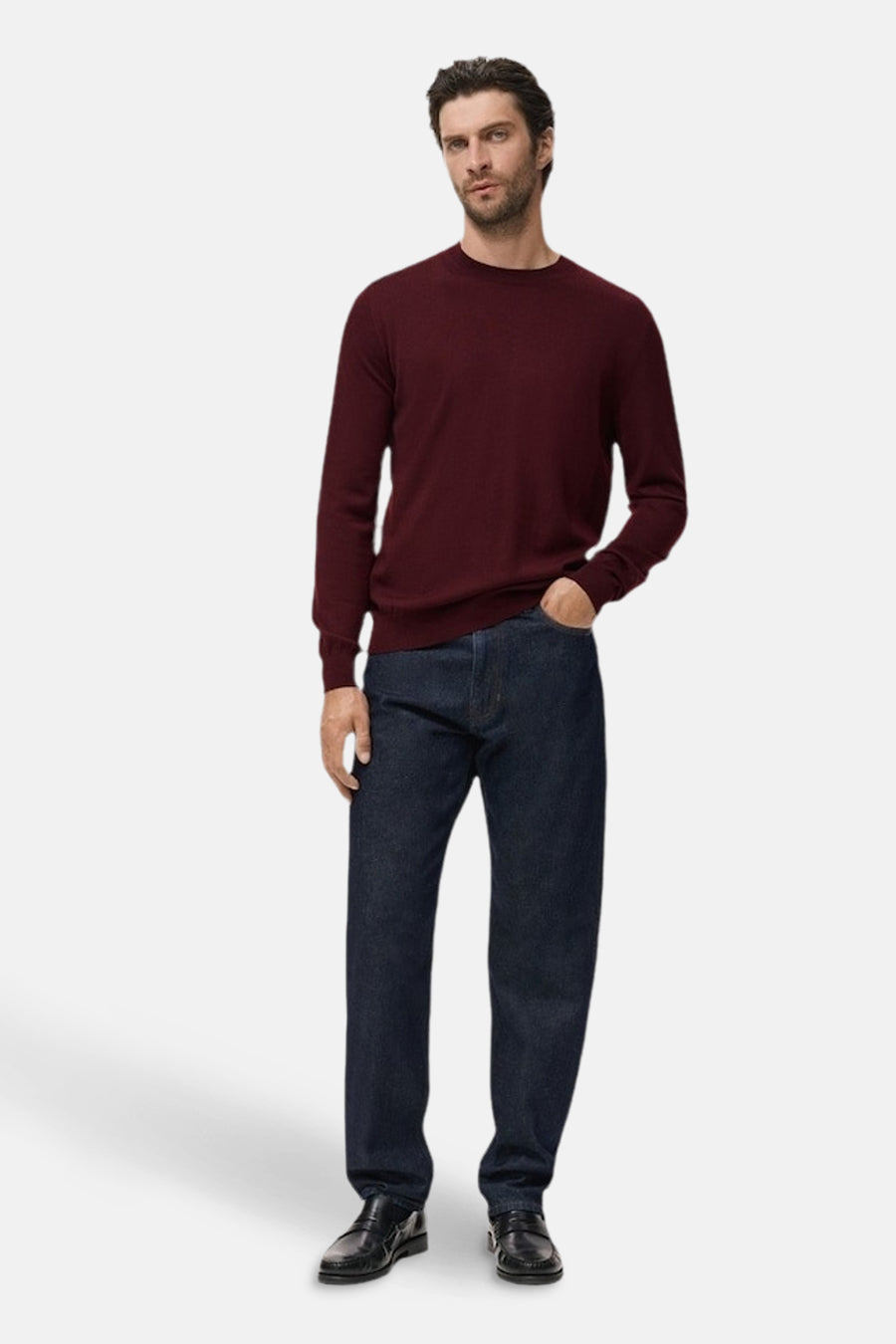 Pull met ronde hals - bordeaux - MANGO