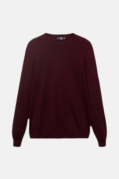 Sweat-shirt Bordeaux avec col rond de MANGO, couleur unie et manches longues.