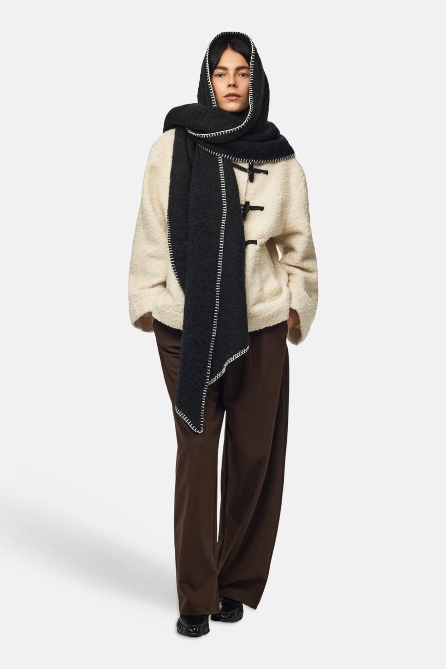 Wintersjaals zwart - PIECES®