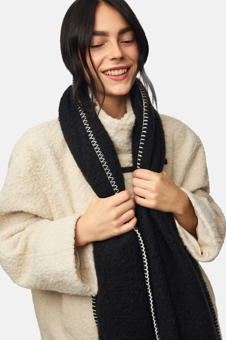 Wintersjaals zwart - PIECES®