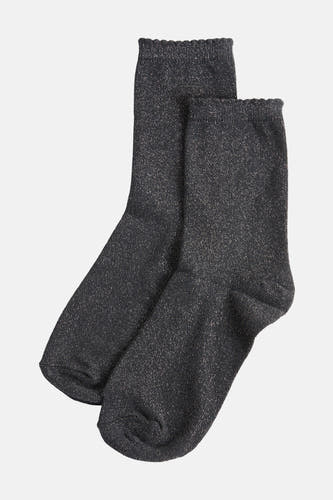 Chaussettes grises de PIECES, avec du fil pailleté et une subtile texture côtelée.