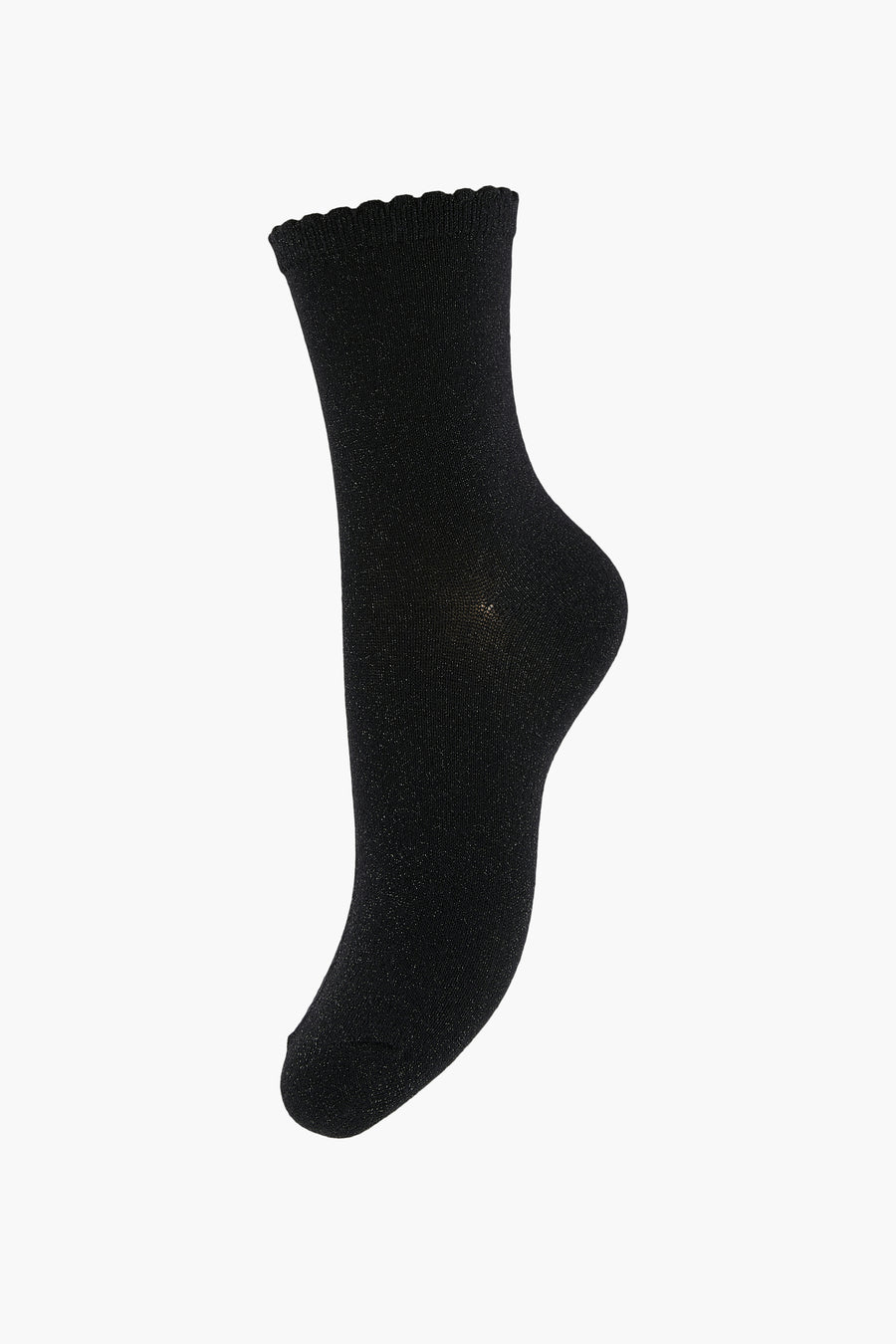 Zwarte sokken van PIECES®, met glitterdetails en een geschulpte boord.
