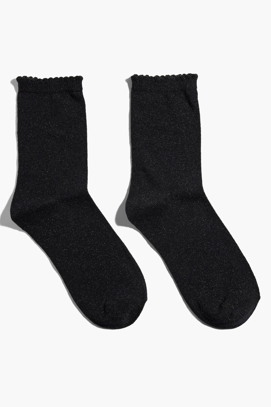 Zwarte sokken van Pieces, met glitters en geribbelde bovenkant.
