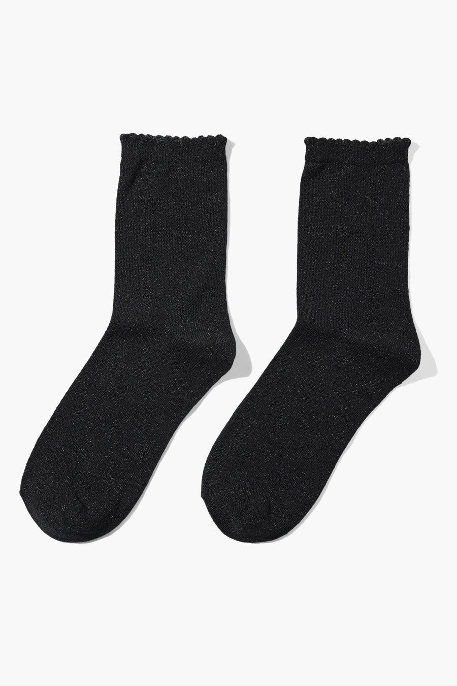 Zwarte sokken van PIECES®, met subtiele glitter en een geribbelde boord.
