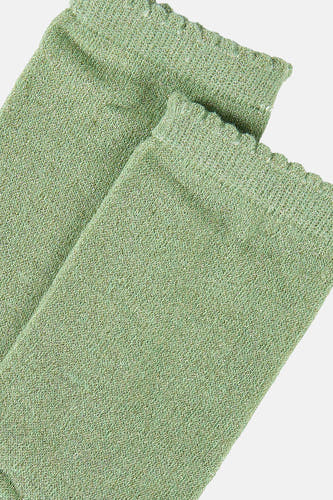Groene sokken van PIECES® met glitters en een gegolfde afwerking.
